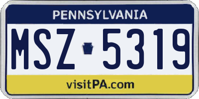 PA license plate MSZ5319