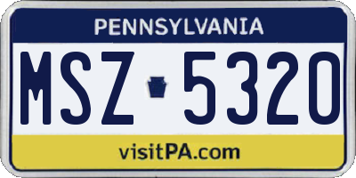 PA license plate MSZ5320