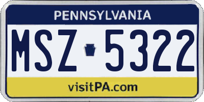 PA license plate MSZ5322