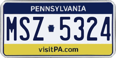 PA license plate MSZ5324