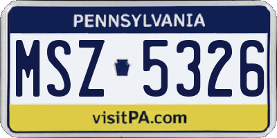 PA license plate MSZ5326