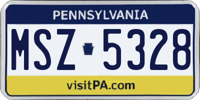 PA license plate MSZ5328