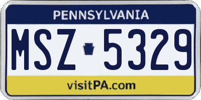 PA license plate MSZ5329