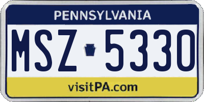 PA license plate MSZ5330