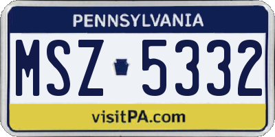 PA license plate MSZ5332