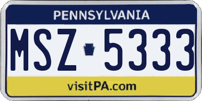 PA license plate MSZ5333