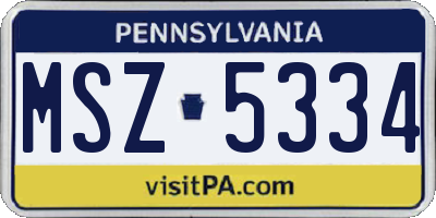 PA license plate MSZ5334