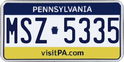 PA license plate MSZ5335