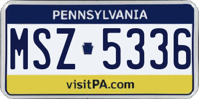 PA license plate MSZ5336