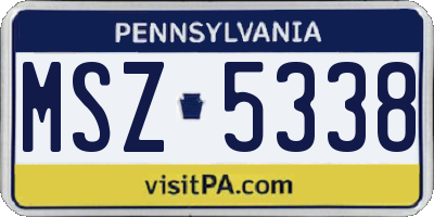 PA license plate MSZ5338