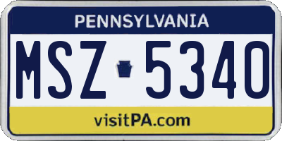 PA license plate MSZ5340