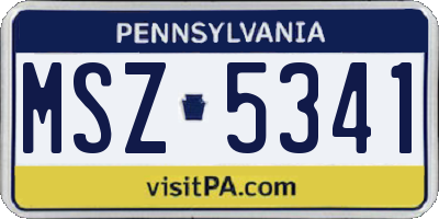 PA license plate MSZ5341