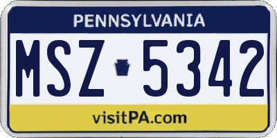PA license plate MSZ5342