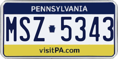 PA license plate MSZ5343
