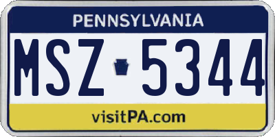 PA license plate MSZ5344