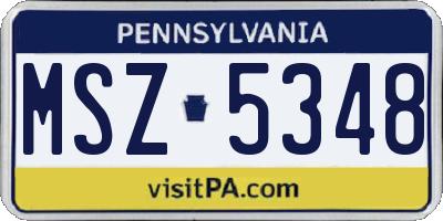 PA license plate MSZ5348