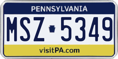 PA license plate MSZ5349