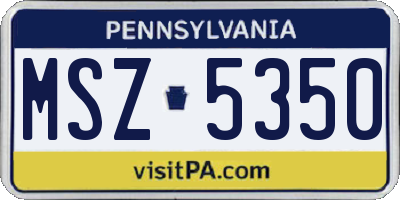 PA license plate MSZ5350
