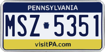 PA license plate MSZ5351