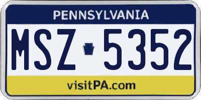 PA license plate MSZ5352