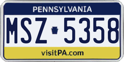 PA license plate MSZ5358