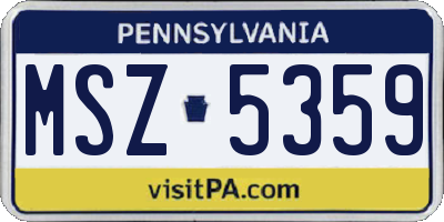 PA license plate MSZ5359