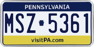PA license plate MSZ5361