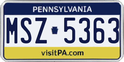 PA license plate MSZ5363