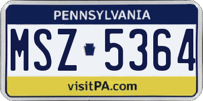 PA license plate MSZ5364