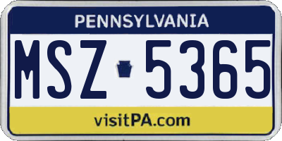 PA license plate MSZ5365