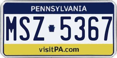PA license plate MSZ5367