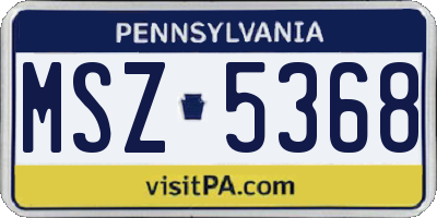 PA license plate MSZ5368