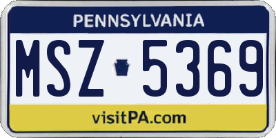 PA license plate MSZ5369