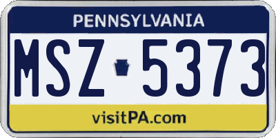 PA license plate MSZ5373