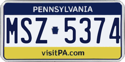 PA license plate MSZ5374