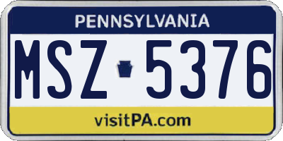 PA license plate MSZ5376