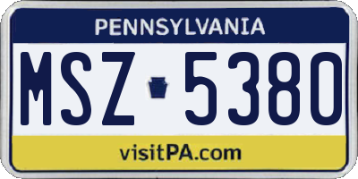PA license plate MSZ5380