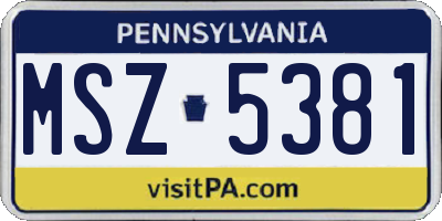 PA license plate MSZ5381