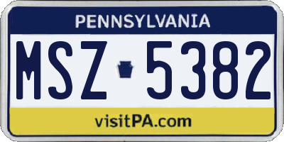 PA license plate MSZ5382