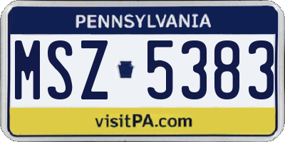 PA license plate MSZ5383