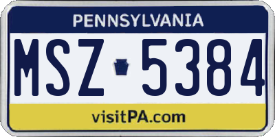 PA license plate MSZ5384