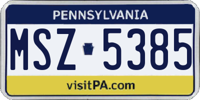 PA license plate MSZ5385