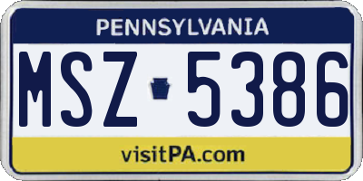 PA license plate MSZ5386