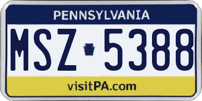 PA license plate MSZ5388
