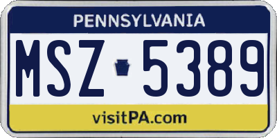 PA license plate MSZ5389