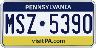 PA license plate MSZ5390