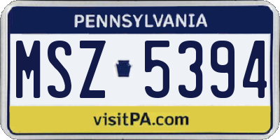 PA license plate MSZ5394