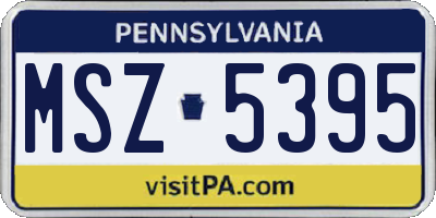 PA license plate MSZ5395