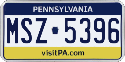 PA license plate MSZ5396