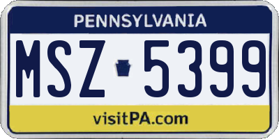 PA license plate MSZ5399
